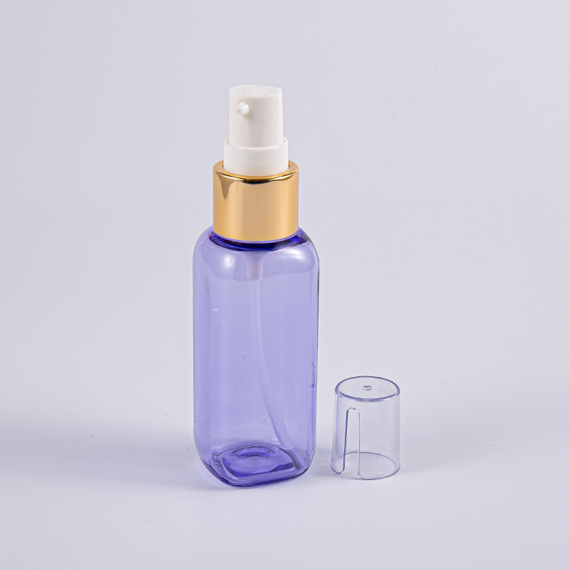 Úsáid Taisteal 50ml Buidéal Cruth Cearnóg Petg Le Caidéal Úsáid Taisteal 50ml Buidéal Cruth Cearnóg Petg Le Caidéal